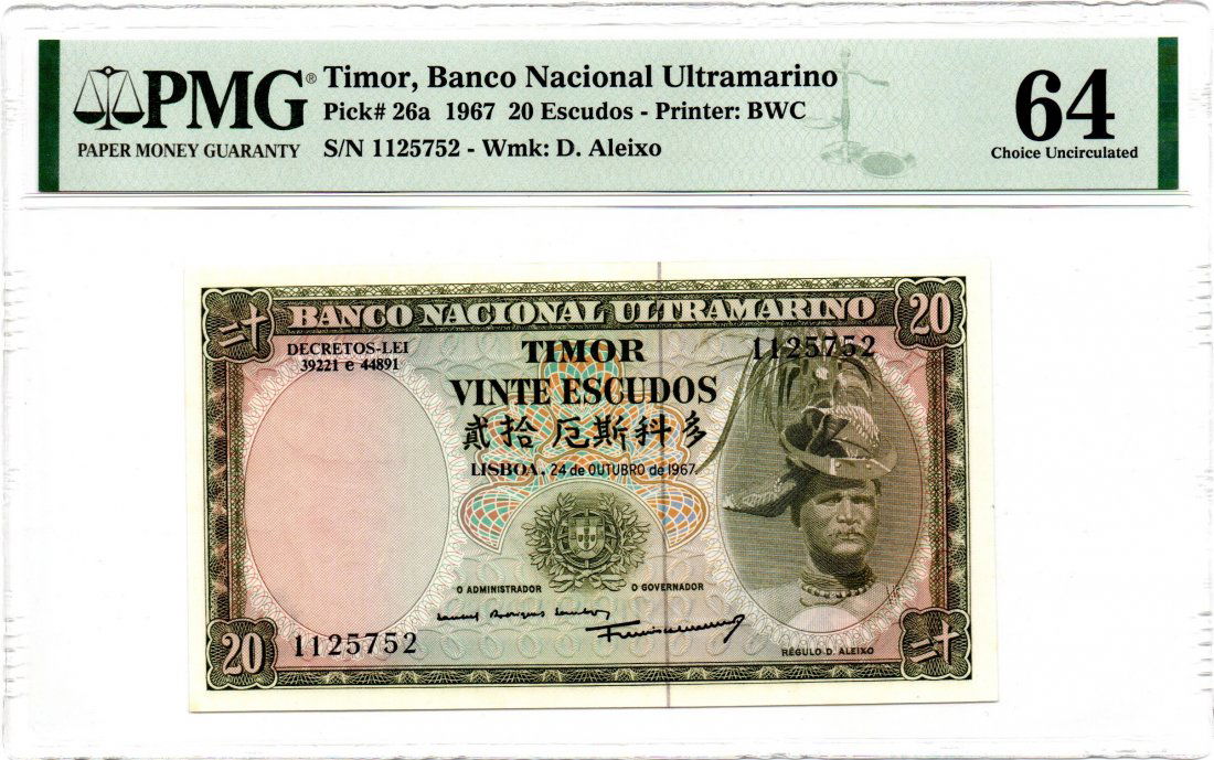 Timor 20 Escudos 1967 64 PMG (1 of 2)