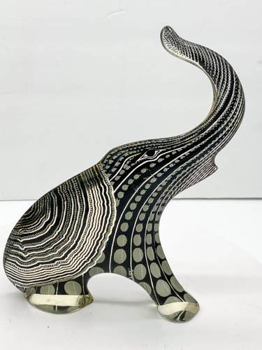 Mid Century Lucite Signed Elephant Sculpture By Noted: Lucite Eliphent Sculpture By Abraham Palatnik