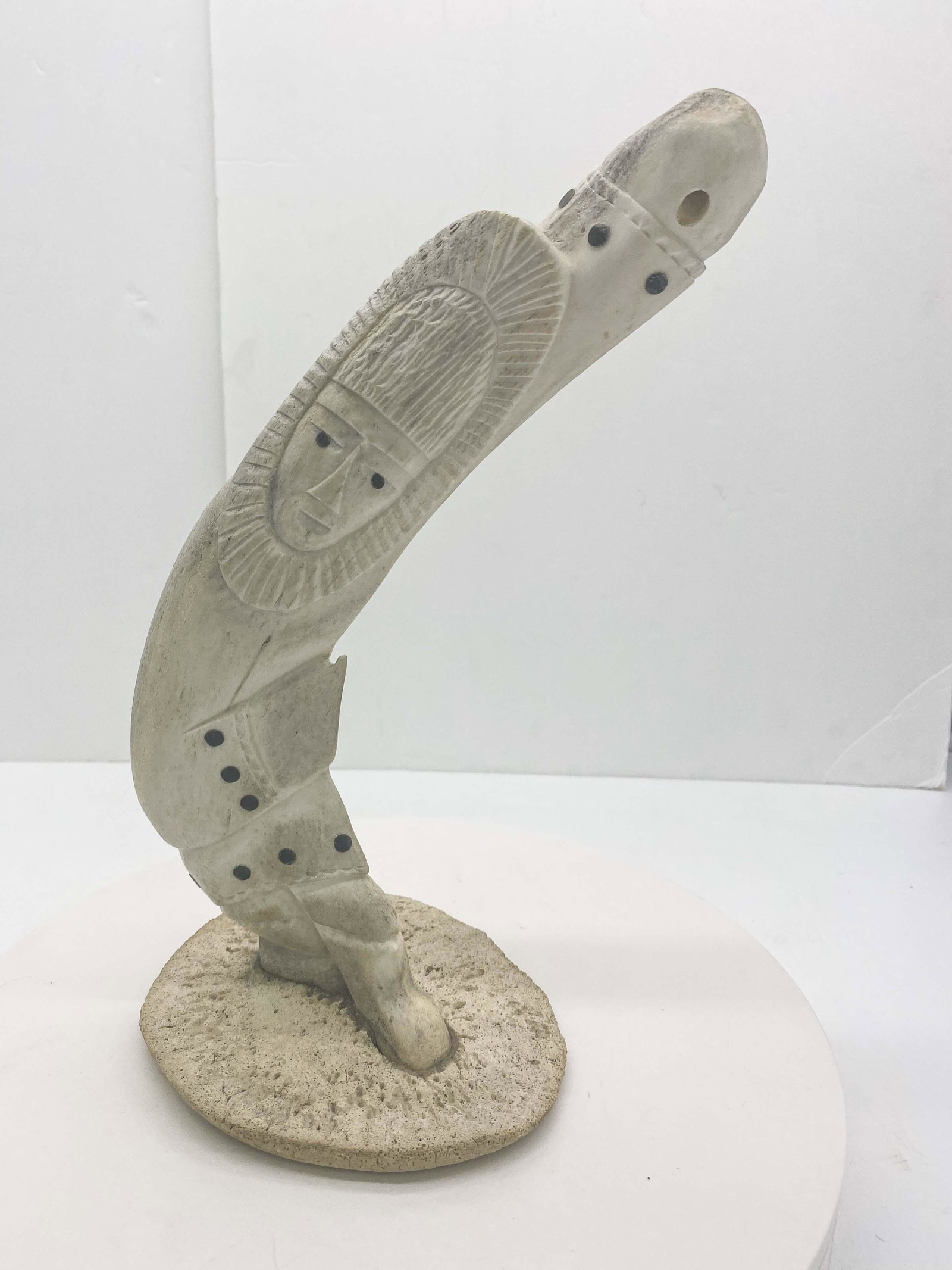 Inuit Whale Bone Statue Signed Ali.: Inuit Whale Bone Statue Signed Ali. Excellent condition. No visible damage.