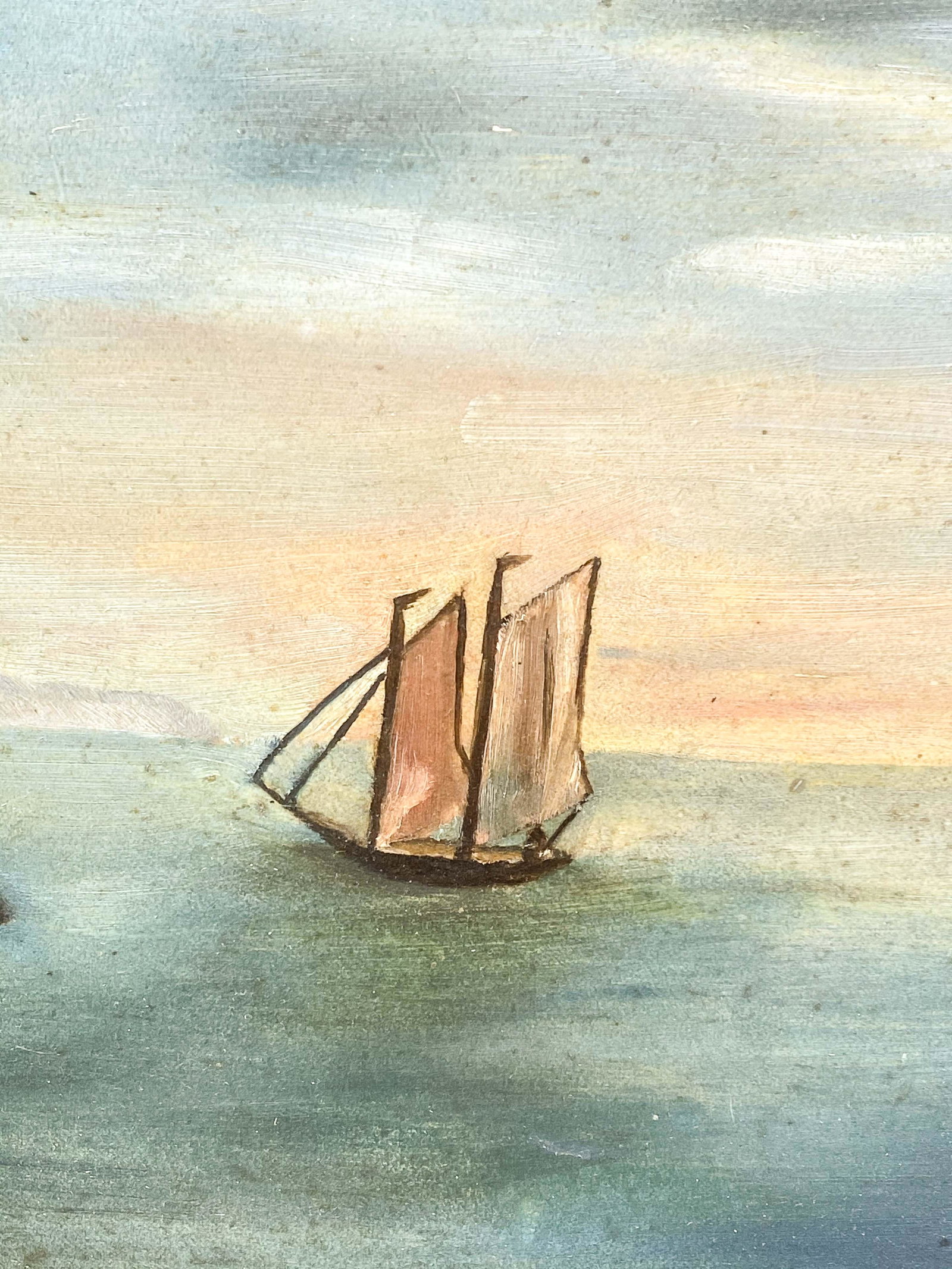 I-legibly Signed 19th C. Nautical Scene Framed OOB: 19th C. Nautical Scene Framed OOB Ilegibly Signed on verso.