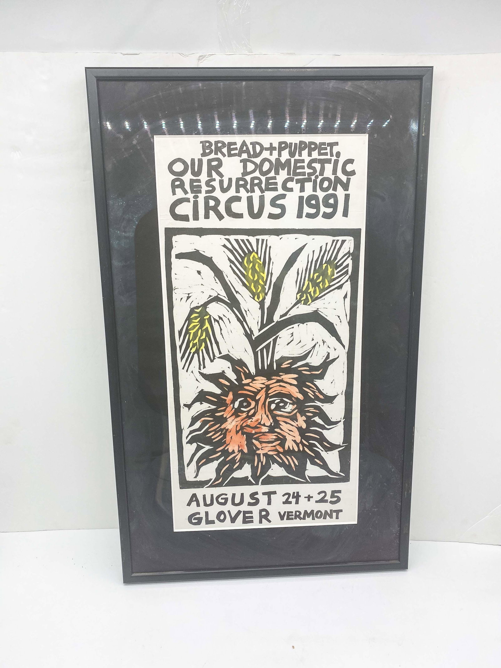 1991 Framed Glover Vermont Circus Advertisement Poster: 1991 Framed Glover Vermont Circus Advertisement Poster