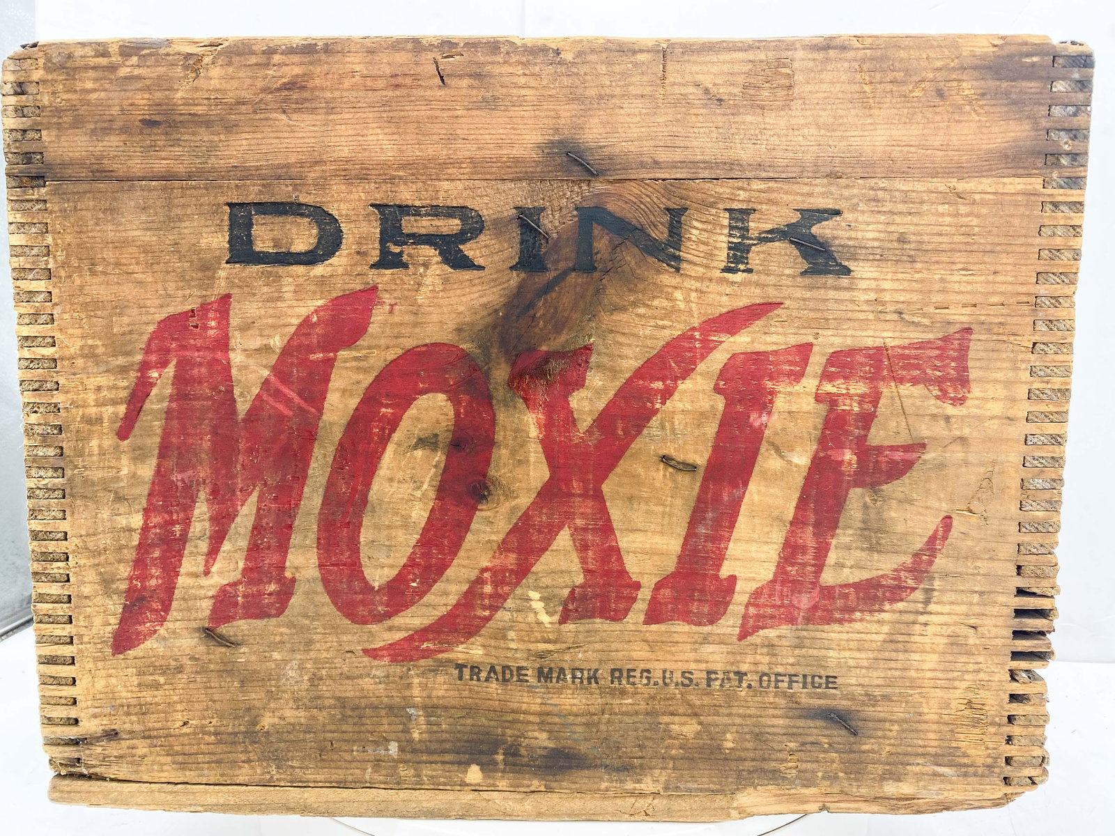 Drink Moxie Antique Wooden Crate: Drink Moxie Antique Wooden Crate