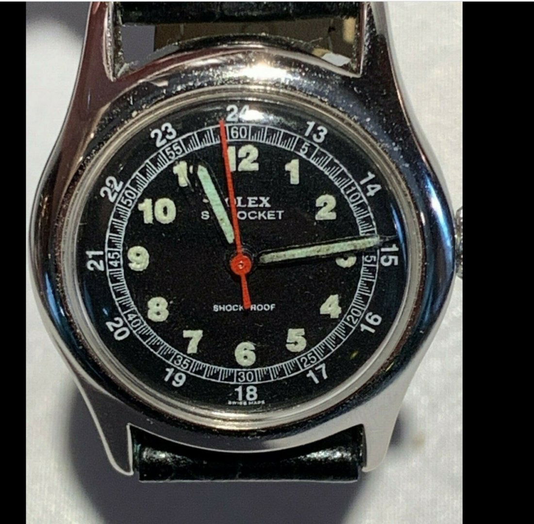 Rolex Skyrocket: Men's Rolex Skyrocket Circa 1940. Military Watch Marketed To Aviators. Original Stainless Steel Band. Good Condition.