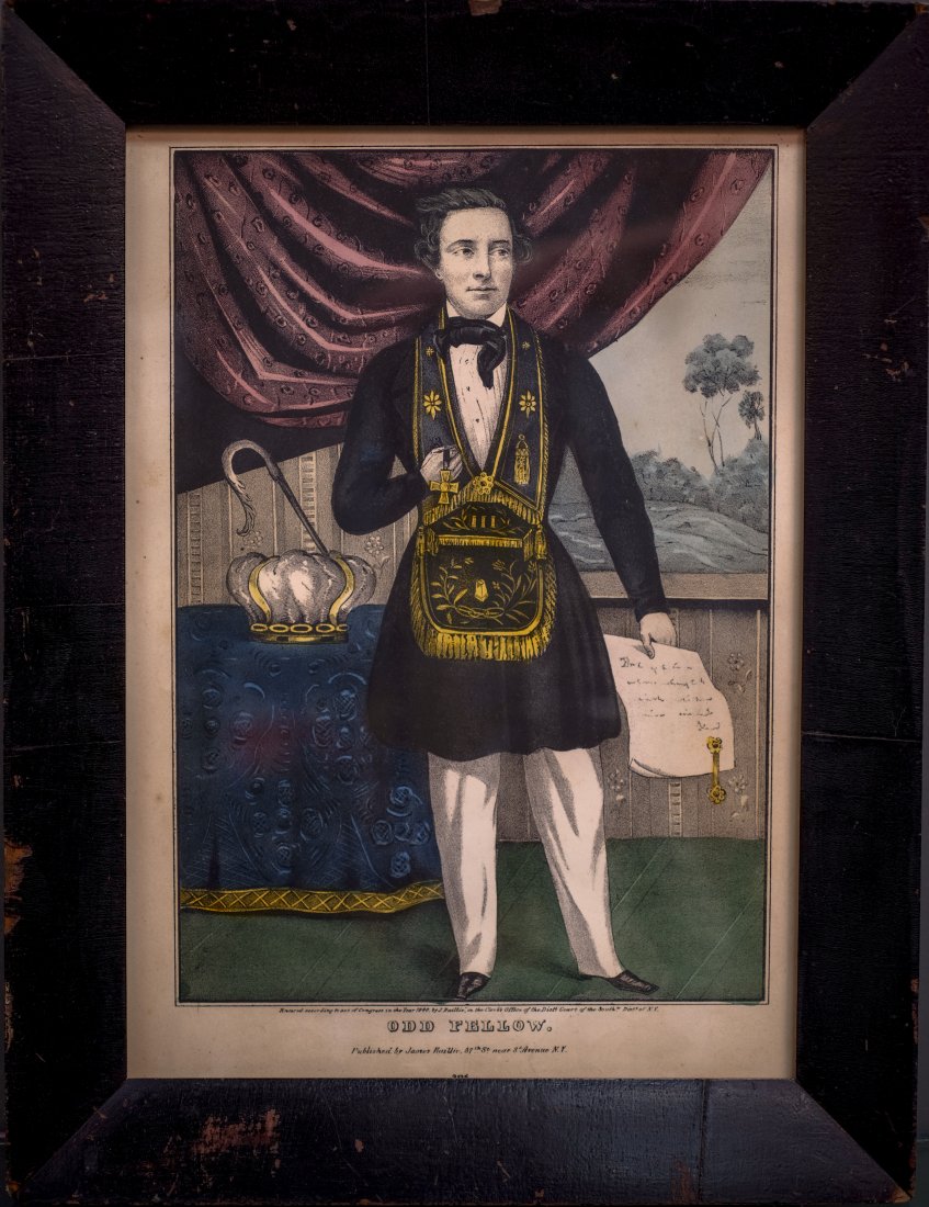 Pair Of Odd Fellow Prints: Pair Of 19th. C. Odd Fellow Prints. "C.P. Of An Encampment." Overall size 17 x 13 inches in size . condition > good . Minor imperfections