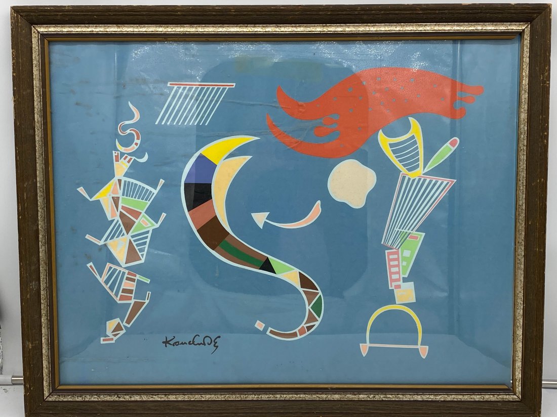 Wassily Kandinsky Print: Silk Screened Framed Print By Wassily Kandinsky, 1866-1944. Russian Painter Known As A Pioneer Of Abstract Art. In Frame 29 Inches X 22 Inches. Print: 26 Inches X 19 3/4 Inches.