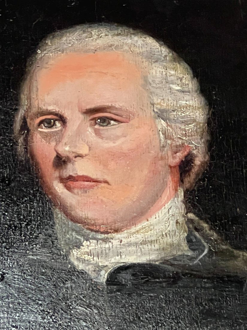 18th C Oil On Panel Of James Madison By John Singleton Copley: Striking Mid 18th Century Portrait Of James Madison. The boldness of the portrait strikes the viewer as unique. This is a professionally cleaned oil painting on wooden panel By John Singleton Copley.(