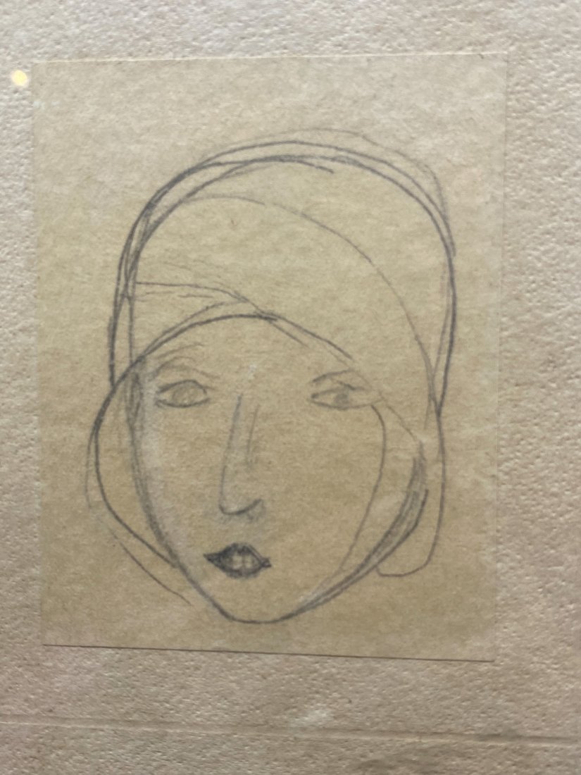 Art Deco Framed Small Portrait Charcoal Sketch (1 of 8)