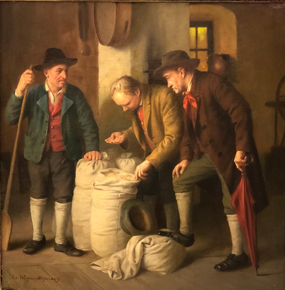 Josef WAGNER-HÖHENBERG (1870 - 1939). Grain trader.: 61 cm x 61 cm. Painting. Oil on canvas. Signed lower left.