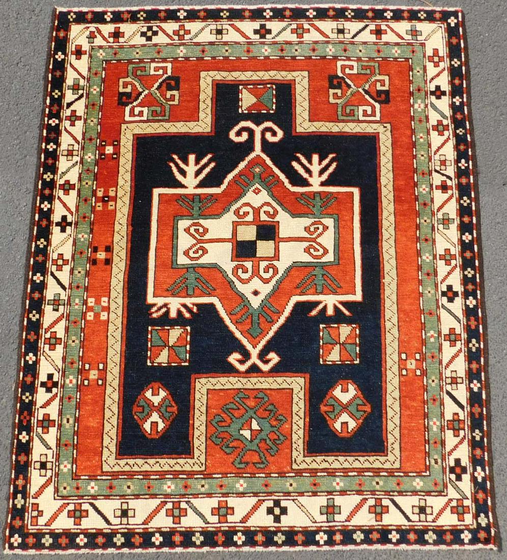 Baku Prayer Rug. Caucasus.: 122 cm x 100 cm. Hand knotted. Wool on wool.