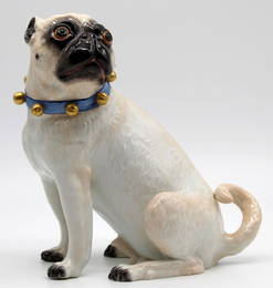 Meissen Porcelain. Pug with bells. 23 cm high.