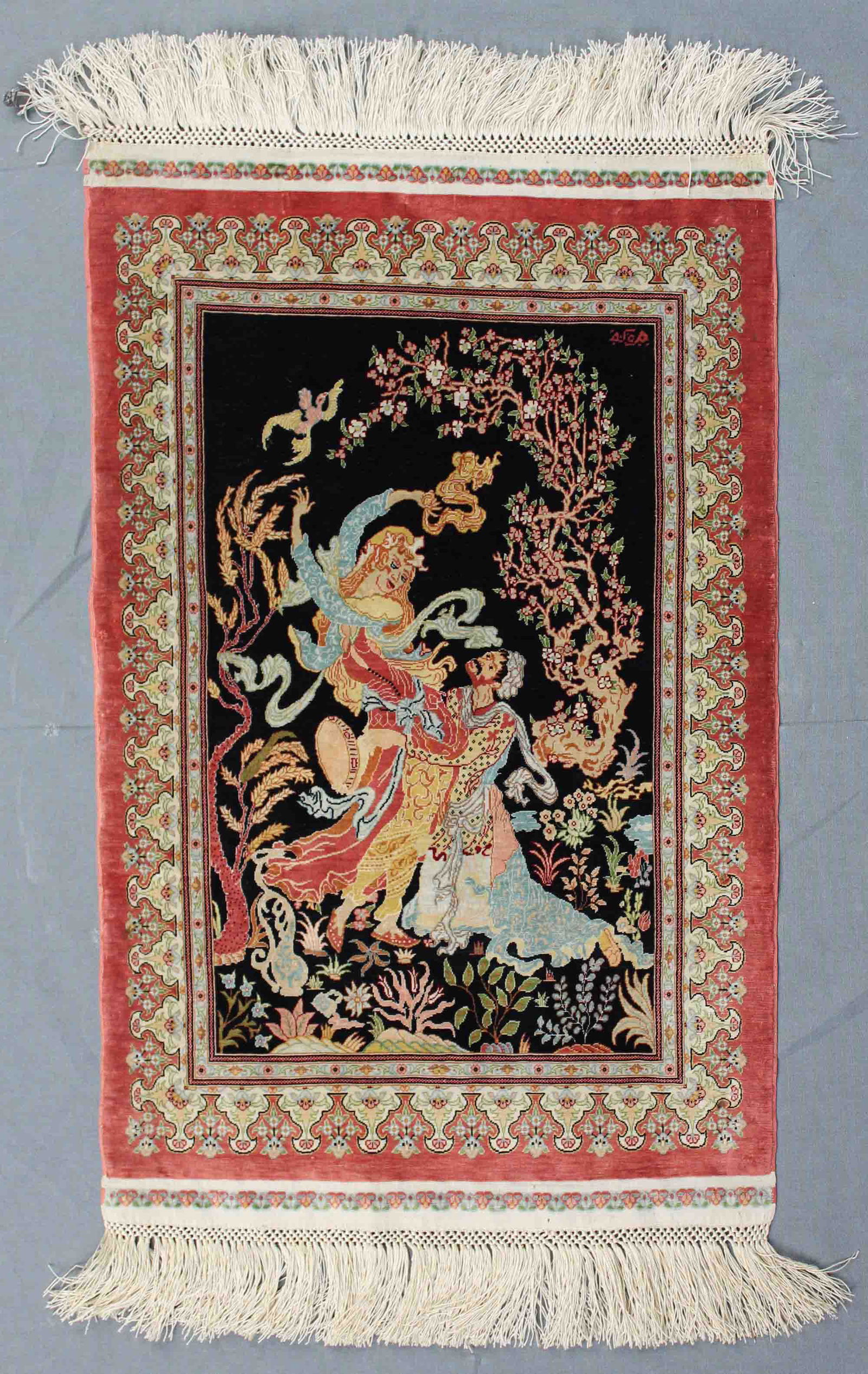 Hereke silk tapestry. Turkey. Insanely fine weave, 18 x (1 of 8)