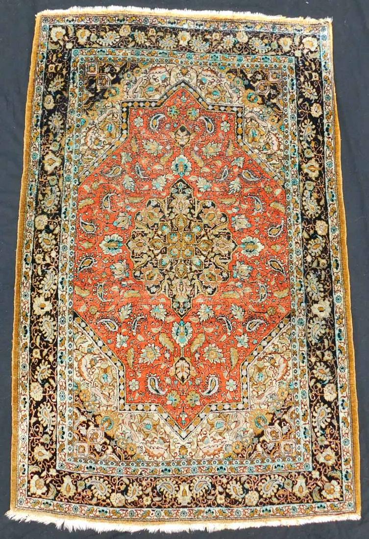 Qum silk rug. Persian carpet. Iran. Fine weave. (1 of 9)