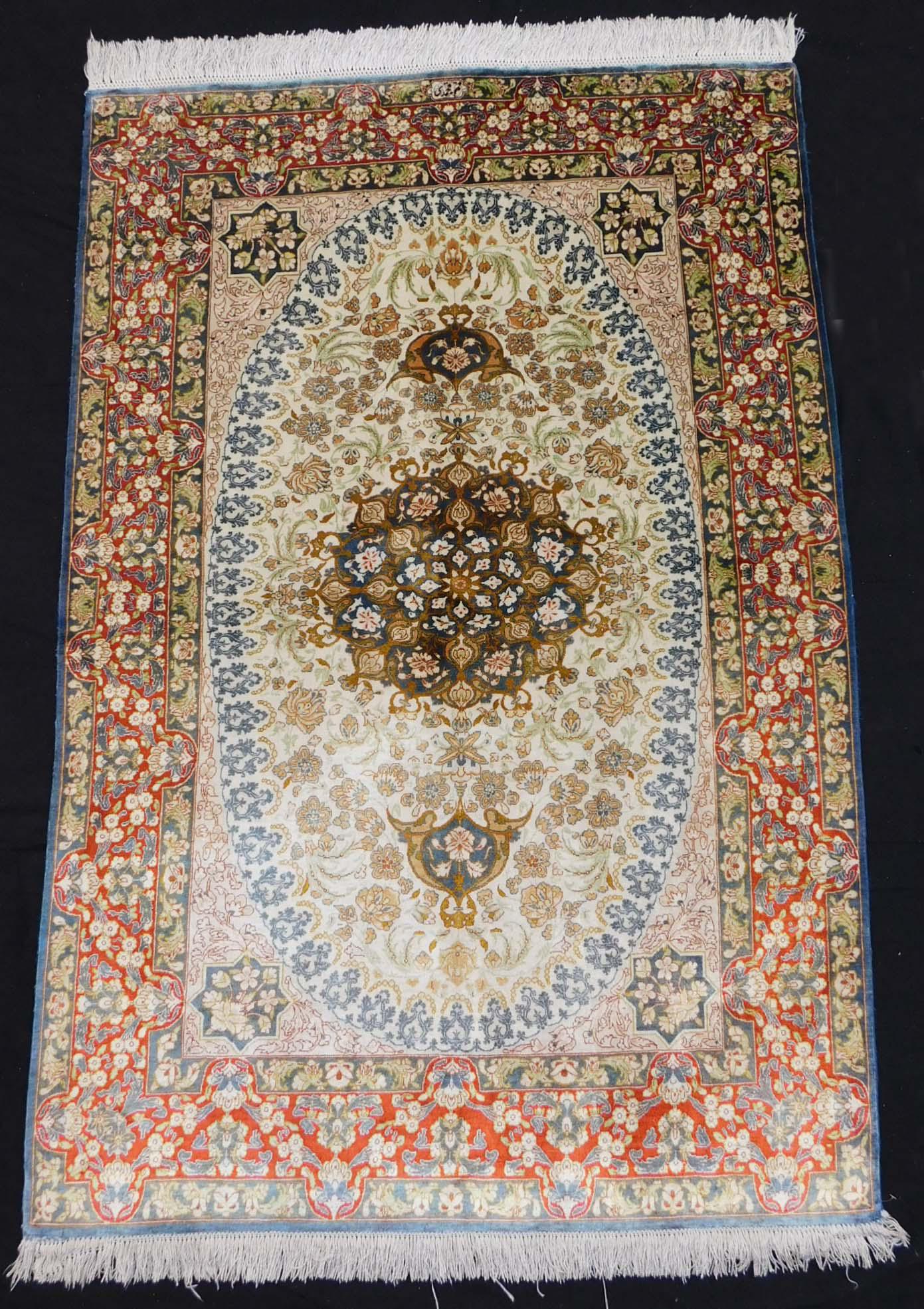 Qum silk rug Signed. Persian carpet. Iran. Extremely (1 of 6)