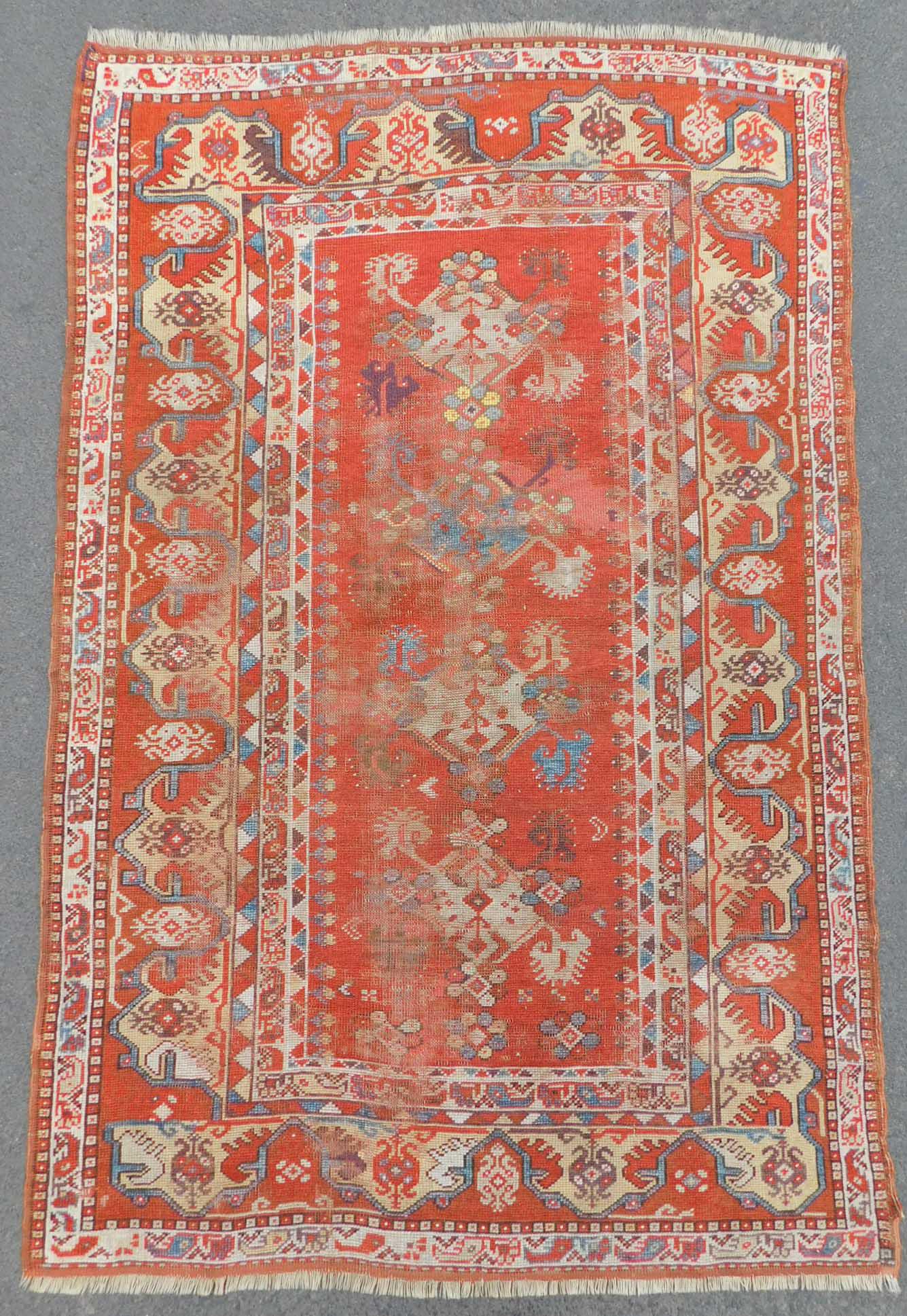 Melas carpet. Turkey. Antique. Circa 200 - 250 years: 166 cm x 107 cm. Hand knotted. Wool on wool. Natural colors. Condition see photos. Village rug. Shipping of this object by a third party possible. List of selected trusted shipping partners attached t