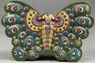 Cloisonn&#233; Papillon box with lid.