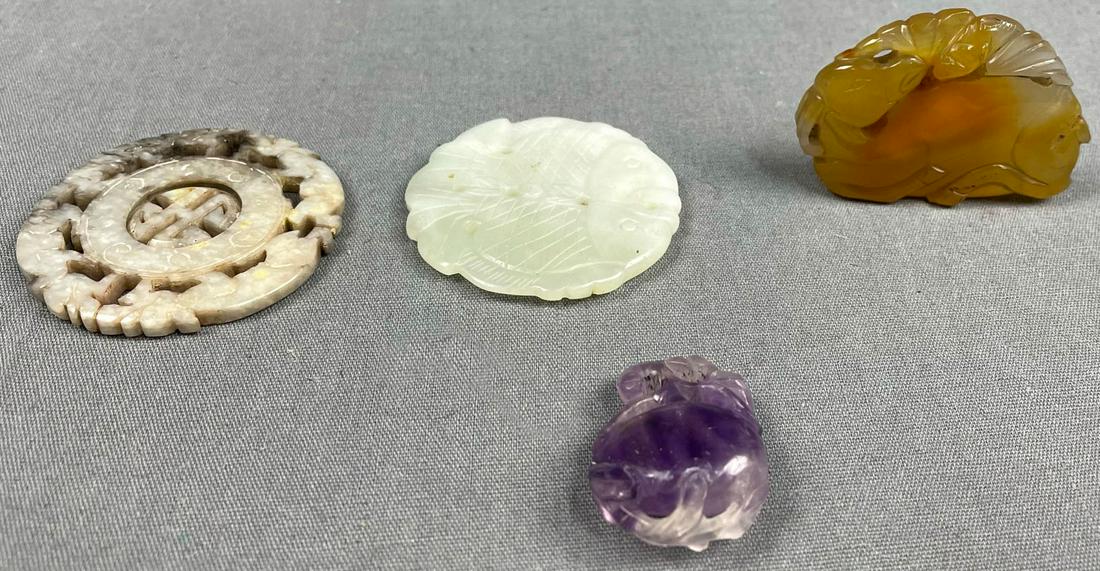 4 stone works, carvings. Probably China, Japan antique. (1 of 10)