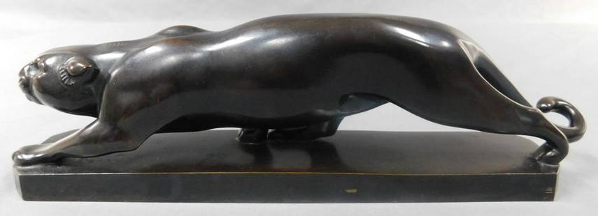 Fritz BEHN (1878 - 1970). Jaguar/Fritz BEHN (1878 -: Length circa 33 cm. Circa 1909, brown patina. Base monogrammed. Object can be shipped. LÃ¤nge circa 33 cm. Um 1909, Bronze, braun patiniert. Sockel monogrammiert. Objekt kann versendet werden.