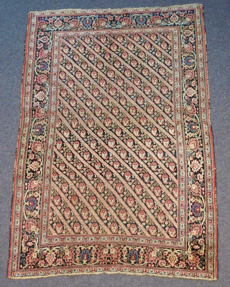 Khorassan Teppich. Antik.: 181 cm x 125 cm. HandgeknÃ¼pft. Wolle auf Baumwolle. Miri Botehs zwischen Streifen. Wohl 120 Jahre alt. Naturfarben. Versand kann organisiert werden.Khorasan carpet. Antique. Hand knotted. Wool on c