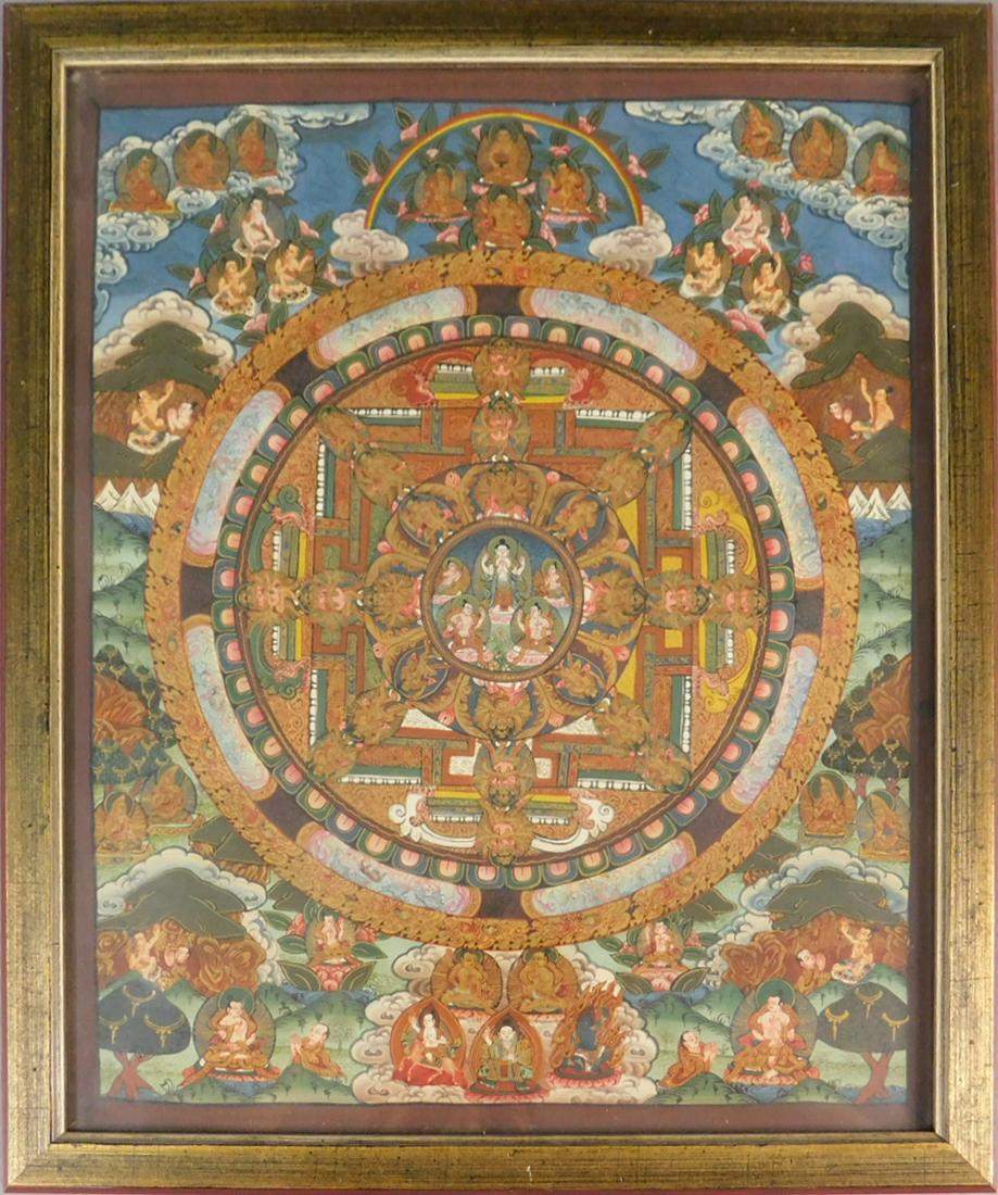 33,5 cm x 27,5 cm. GemÃ¤lde. Wohl Gouache mit Gold. Wohl alt. Versand kann organisiert werden.: 33,5 cm x 27,5 cm. GemÃ¤lde. Wohl Gouache mit Gold. Wohl alt. Versand kann organisiert werden. Mandala / Tanka. Tibet. Painting. Probably gouache with gold. Probably old. Shipping can be organized.