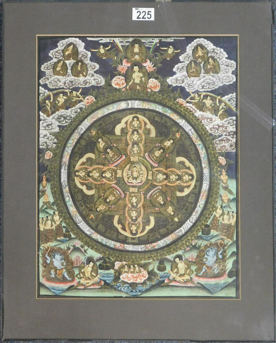 44,5 cm x 34,5 cm. GemÃ¤lde. Wohl Gouache mit Gold. Wohl alt. Versand kann organisiert werden.: 44,5 cm x 34,5 cm. GemÃ¤lde. Wohl Gouache mit Gold. Wohl alt. Versand kann organisiert werden. Mandala / Tanka. Tibet. Painting. Probably gouache with gold. Probably old. Shipping can be organized.