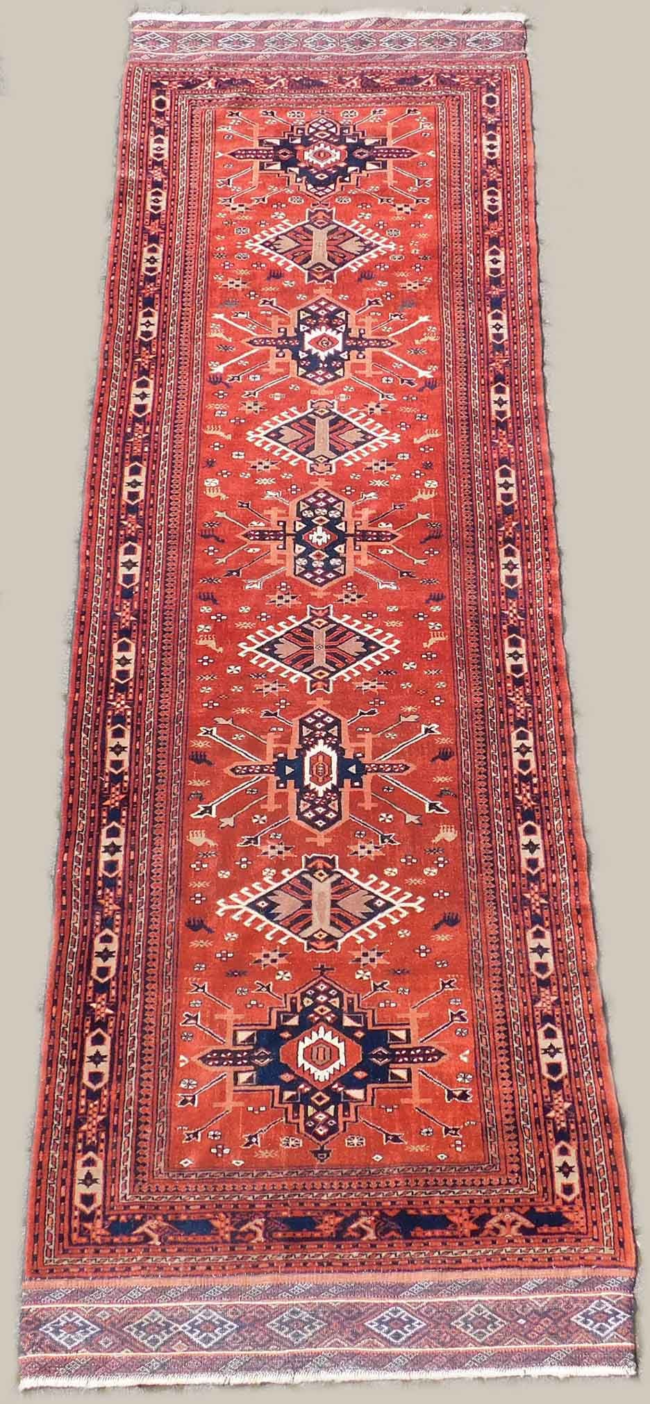 Turkoman Stammesteppich. Läufer. Galerie. Orientteppich.: 292 (264) cm x 89 cm. Handgeknüpft. Wolle auf Wolle. Mid Century. Zustand siehe Fotos. Versand kann organisiert werden. Turkoman tribal rug. Runner. Gallery carpet. 292 (264) cm x 89 cm. Hand-kno