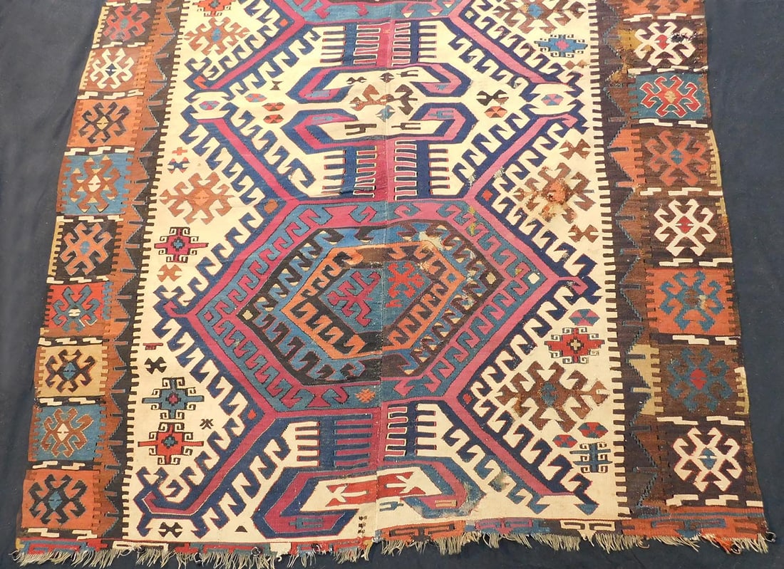 Malatya Kelim Frangment. Teppich. Türkei. Antik.: 224 cm x 150 cm. Handgewebt. Wolle auf Wolle. Naturfarben. Circa 150 - 200 Jahre alt. Siehe Fotos. Versand kann organisiert werden. Malatya Kilim Frangment. Rug. Turkey. Antique. 224 cm x 150 cm. Hand