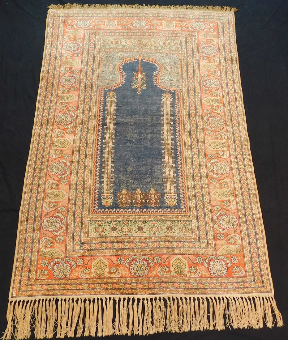 Kayserie Gebetsteppich mit blauem Feld. Türkei. Antik. (1 of 7)
