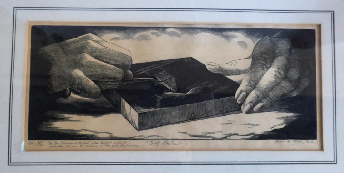 Wood engraving entitled "Self Portrait" signed Grace A.: Wood engraving entitled "Self Portrait" signed Grace A. Albee, N.A. 1966. (Grace Albee, NY/PA/France 1890-1985). Limited edition 6/40. Inscribed "To Dr. Edmund Reppert who helped make it possible for 