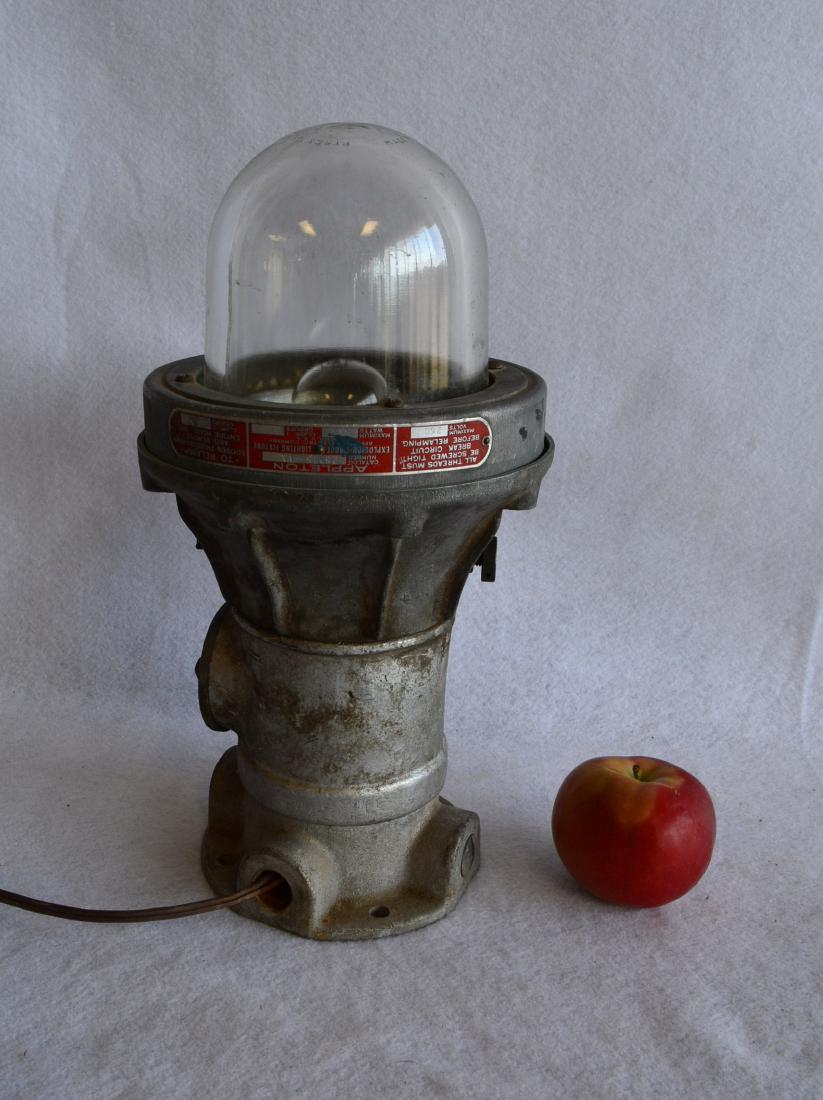 Appleton industrial light with original Pyrex glass: Appleton industrial light with original Pyrex glass globe. Early to mid 20th century. 14"H.