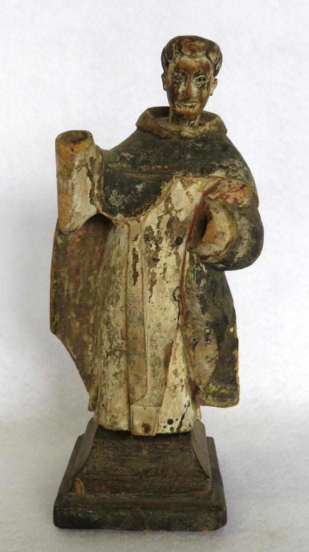 Carved folk art Santos, possibly St. Francis, in (1 of 3)
