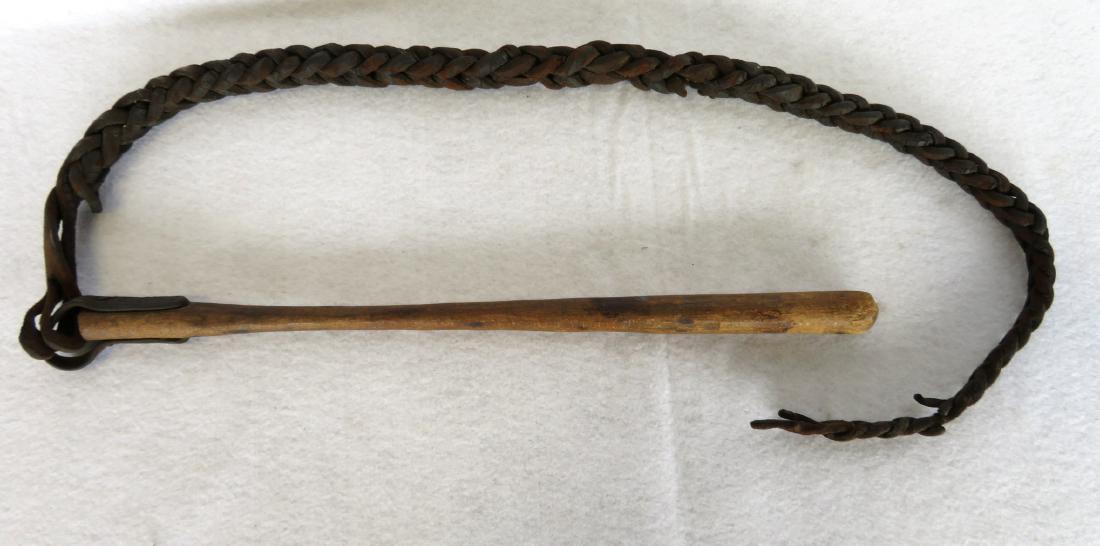 Civil War era slave whip. The braided leather whip is