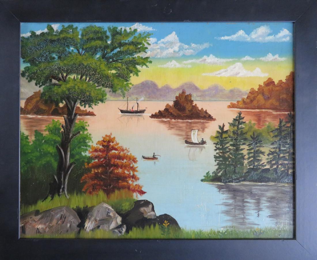 O/C Country landscape with boats in river (1 of 4)