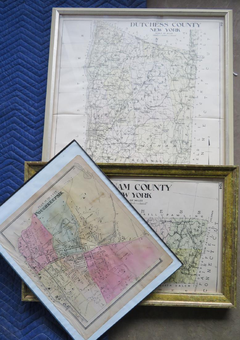 Three framed local maps including Dutchess County NY, (1 of 4)