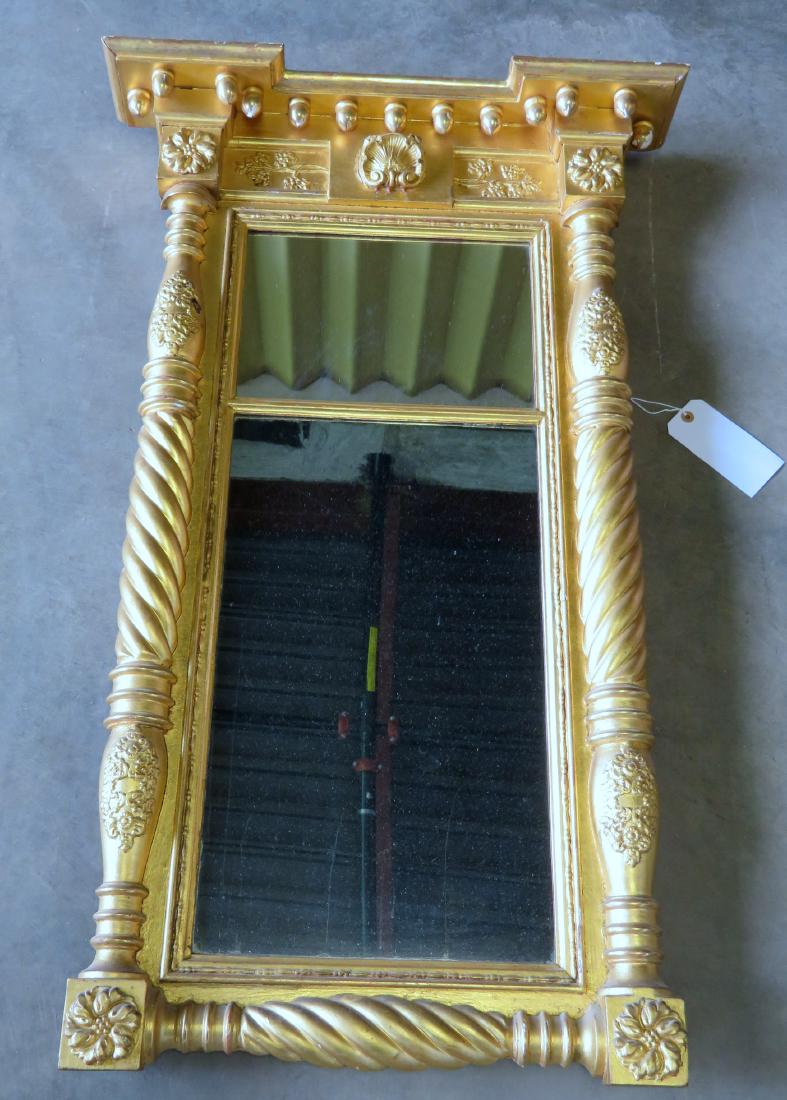 Large Sheraton double panel wall mirror with shaped top (1 of 7)