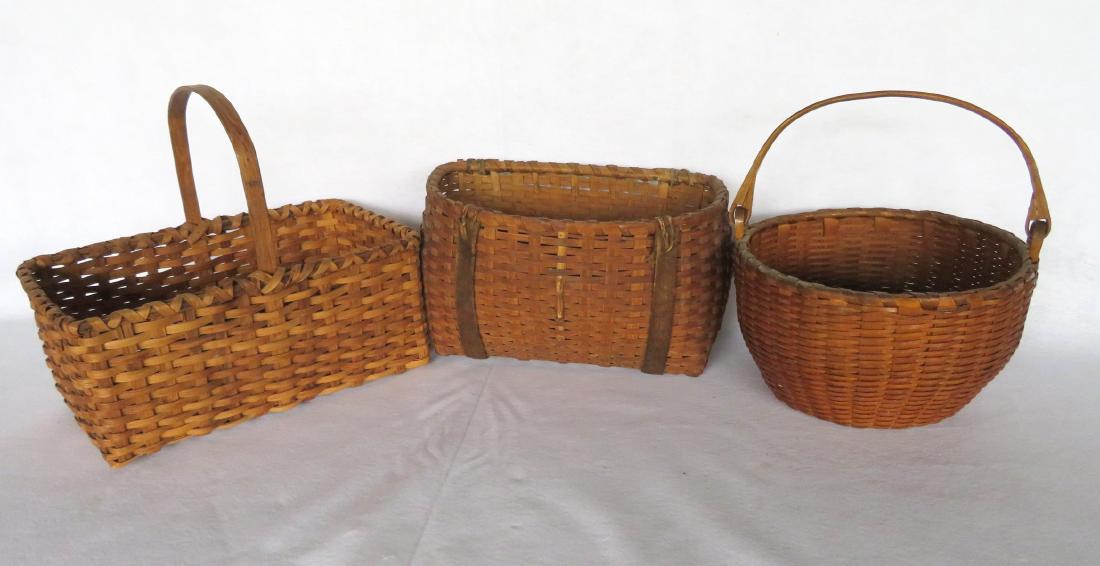 Three splint baskets  including market basket with (1 of 8)