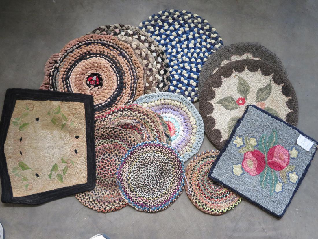 Grouping of 13 braided  and hooked seat pads – late (1 of 1)