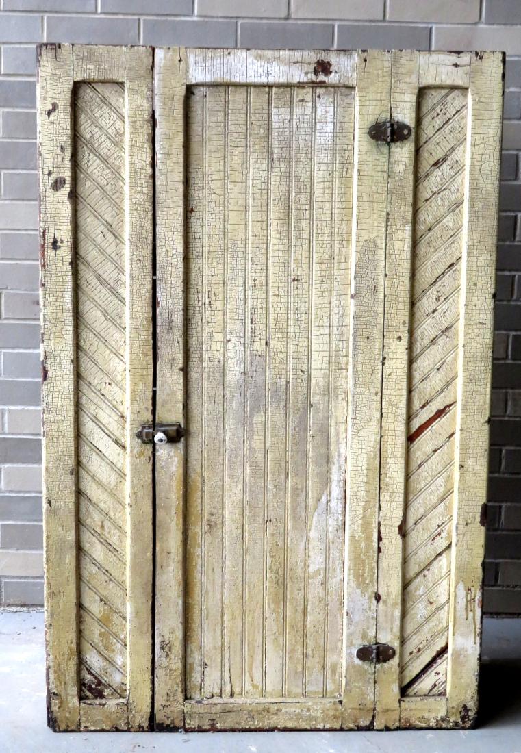 Primitive single door wainscot cupboard with layers of (1 of 4)