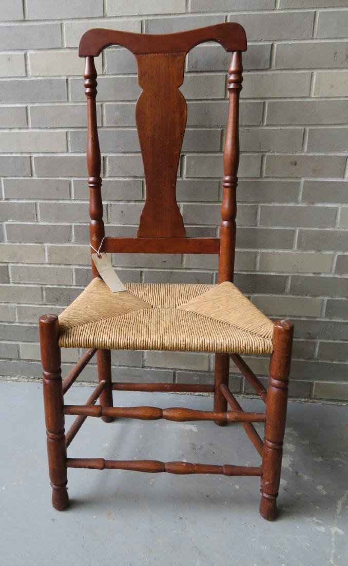 Queen Ann side chair with rush seat – very good (1 of 1)