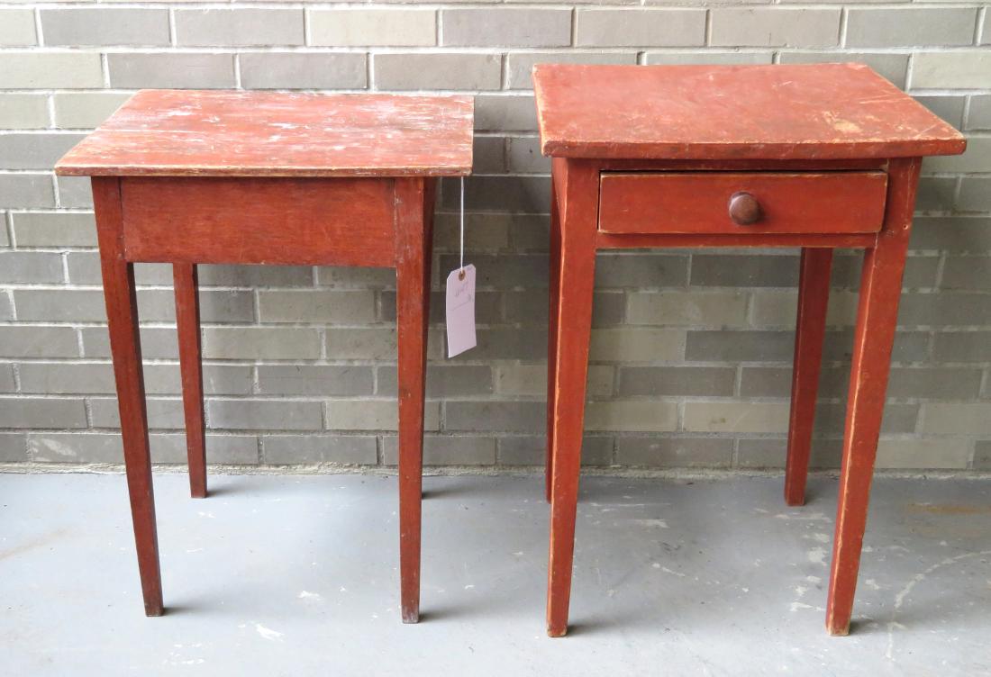 Two country Hepplewhite tapered leg work tables in (1 of 7)