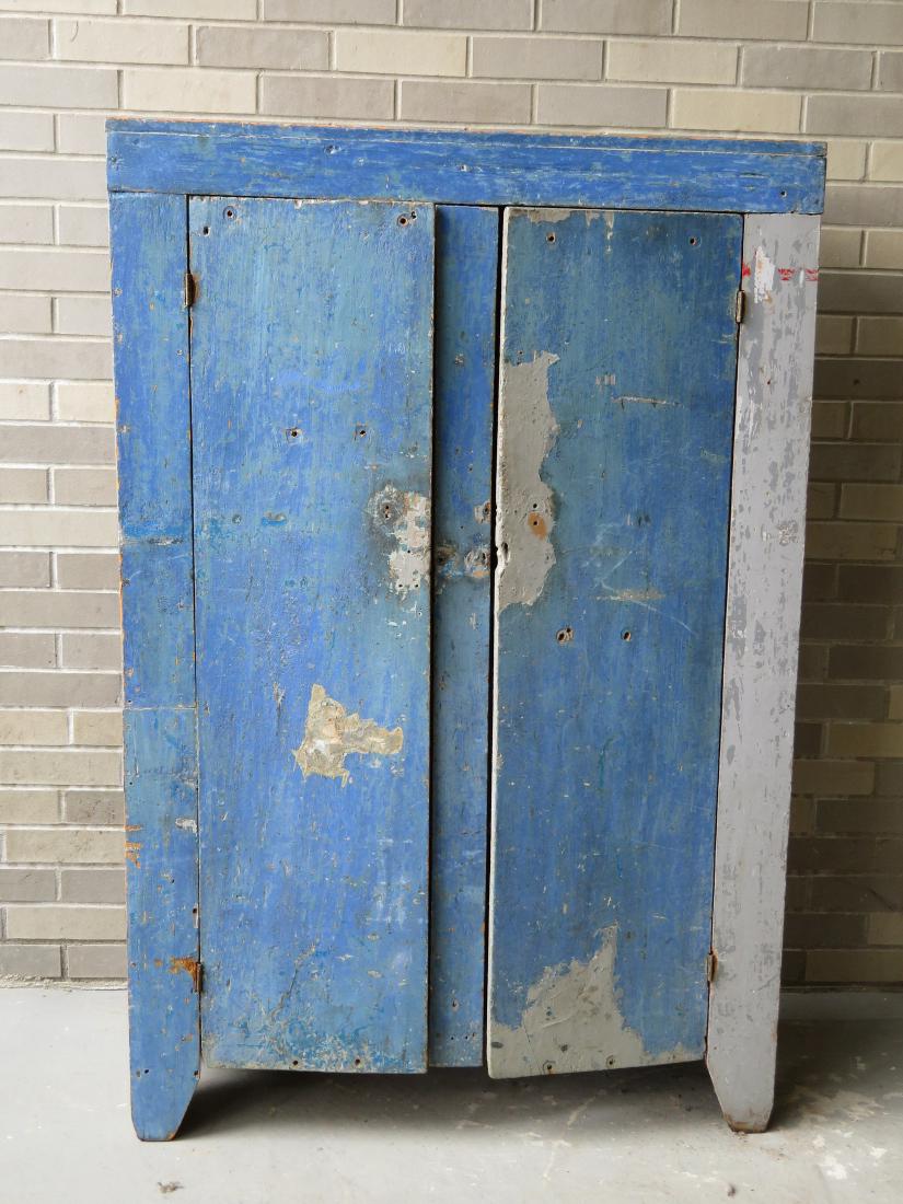 Two door pantry cupboard scraped down to original blue (1 of 7)