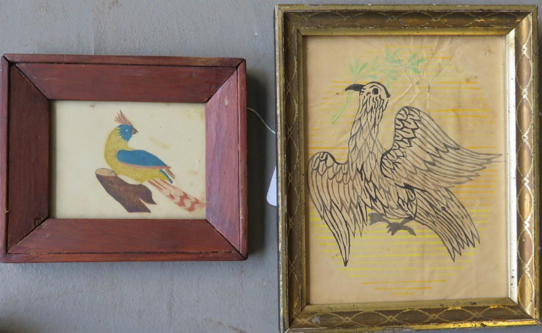 Two pieces of early child’s art on paper including (1 of 3)