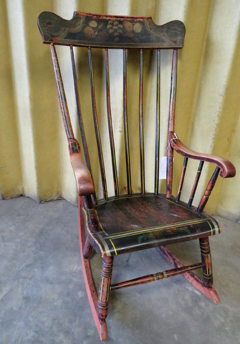 Early Salem rocker in original paint – mid 19th century: Early Salem rocker in original paint – mid 19th century – slight wear to paint, overall good condition.