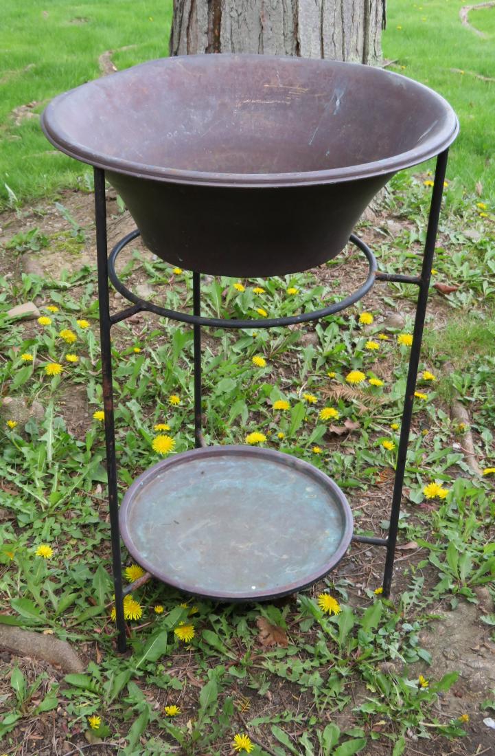 Iron and brass 2 part plant stand including a tubular (1 of 2)