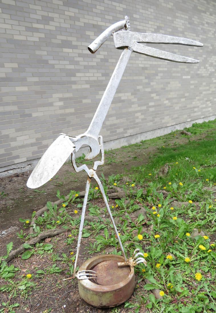Custom made iron folk art standing stork with a rounded (1 of 4)