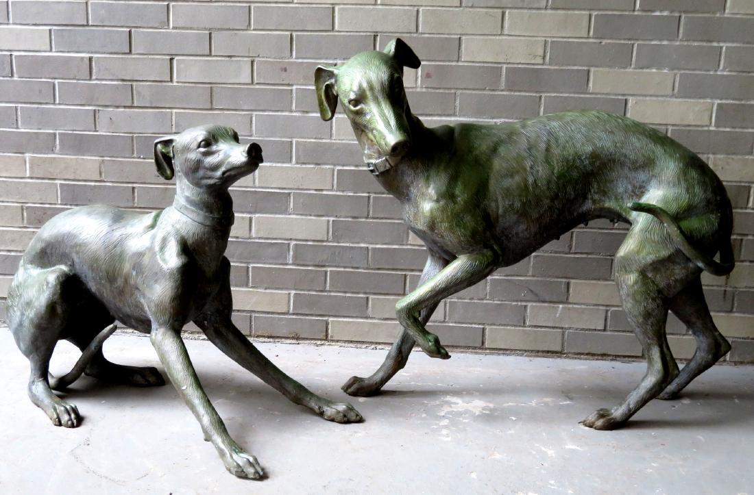 Two hollow cast bronze life size garden whippets (1 of 10)