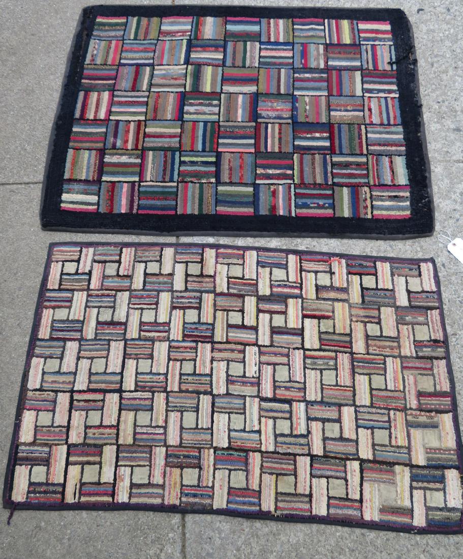 Two hooked rugs: 1) Log cabin pattern - 30" x 48" - 2 (1 of 6)