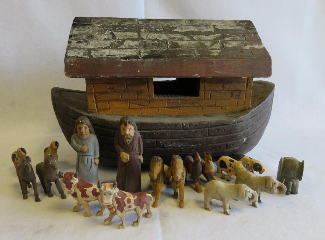 Handmade wooden Noah’s Ark, hewn from a log to form the (1 of 5)