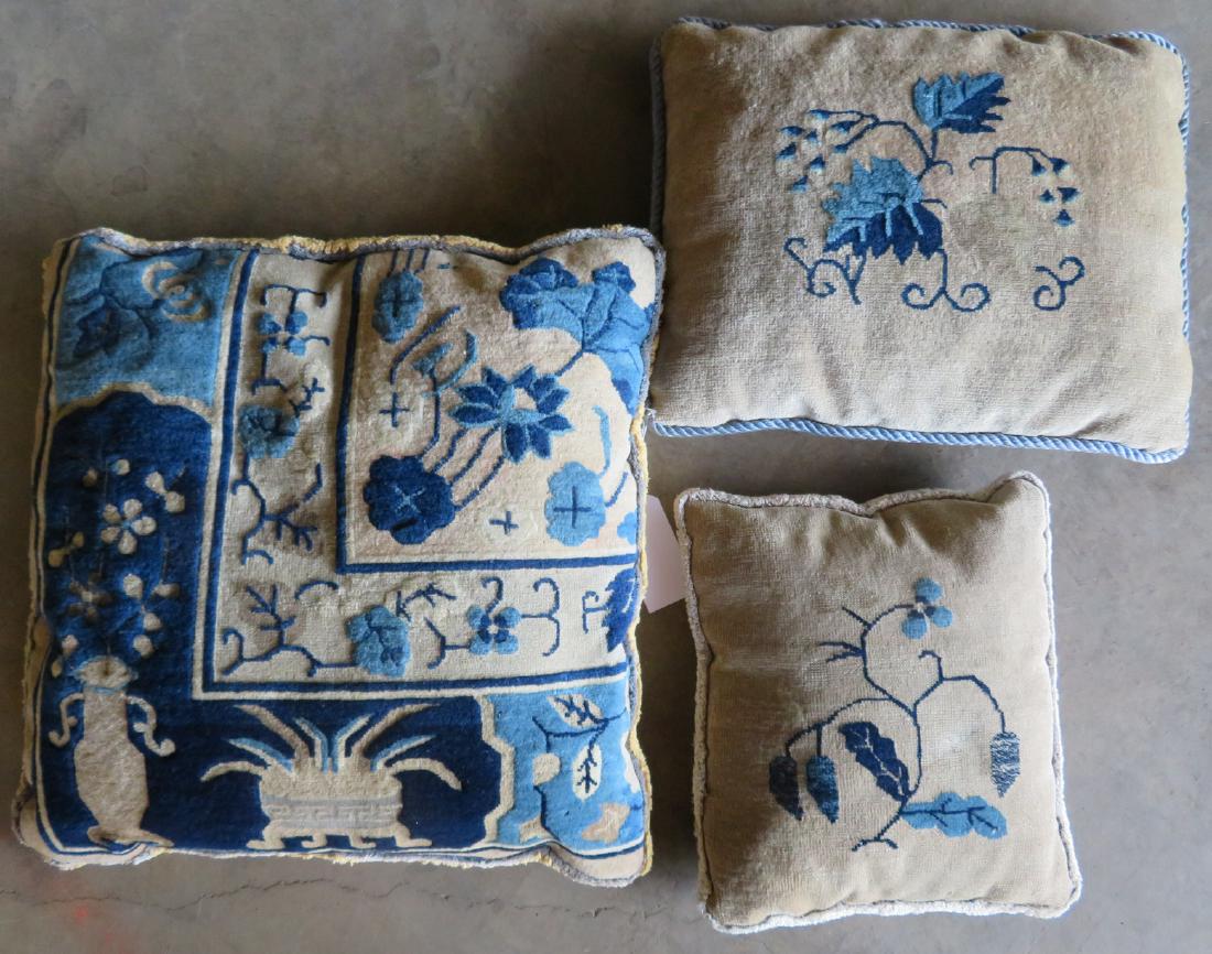 Three pillows made from Chinese oriental rugs. (1 of 5)