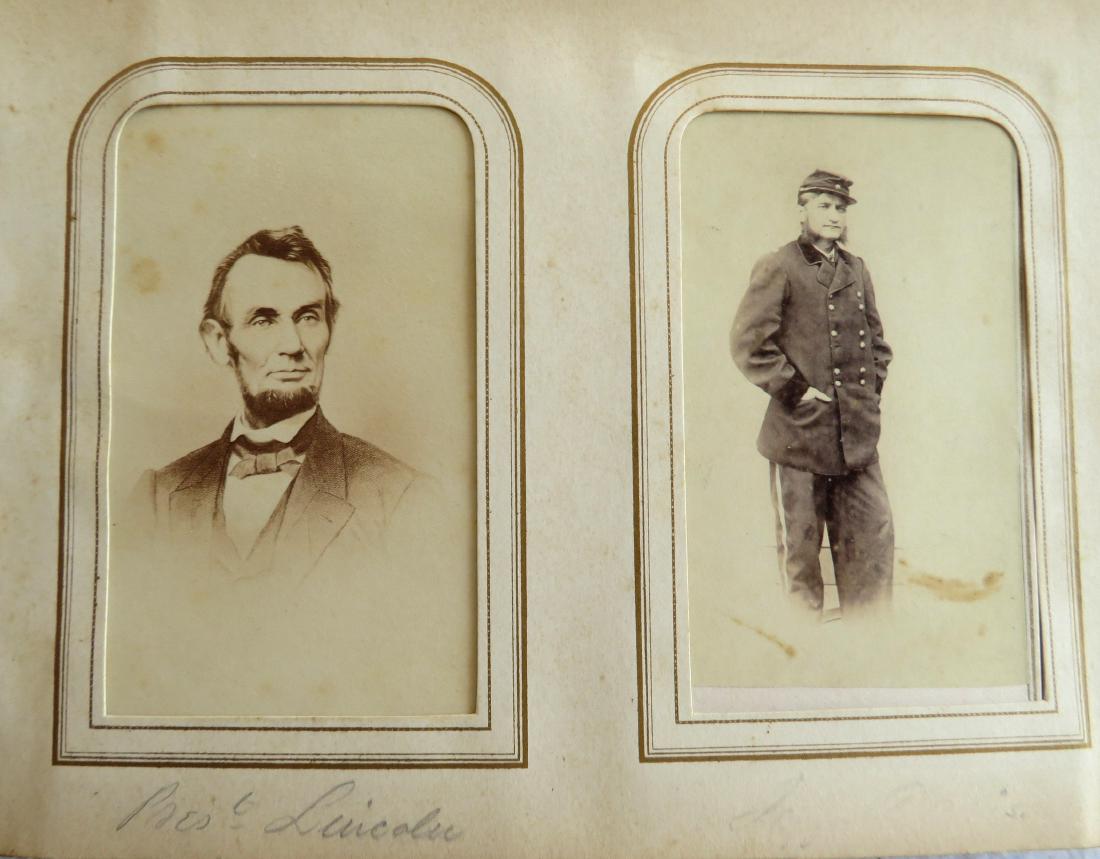 CDV album with mostly Civil War era images. Includes 7: CDV album with mostly Civil War era images. Includes 7 generals (Kilpatrick, McDowell, etc.), Lincoln, Henry W. Beecher, Garfield Assassin Charles Guiteau, Tom thumb & wife, Schuyler Colfax, temperanc