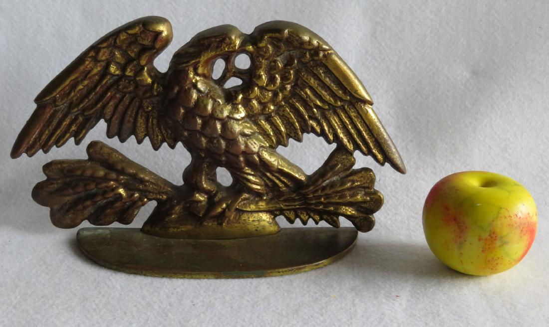 Brass spread wing eagle door stop - 12"W x 6.75"H -: Brass spread wing eagle door stop - 12"W x 6.75"H - marked 4100 and signed illegibly on reverse - very good original condition.